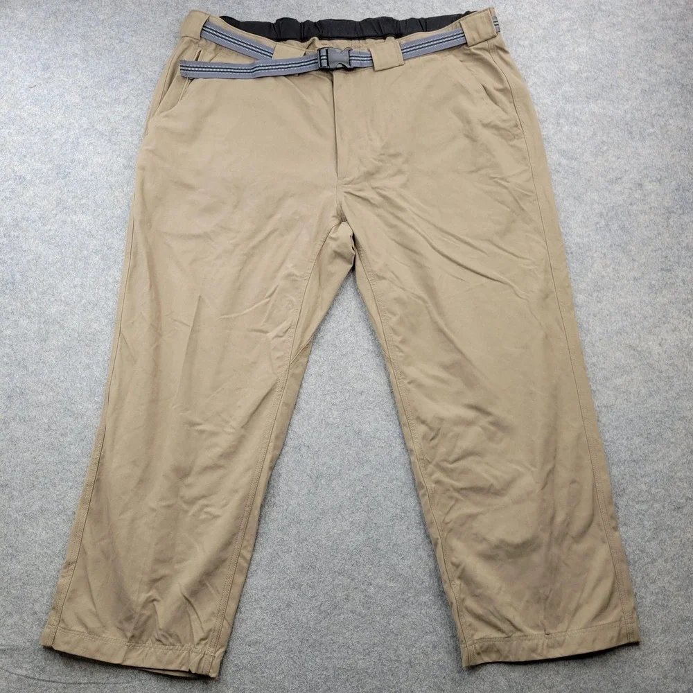 Duluth Trading Co Pants Mens 44x30 Beige Nylon Relaxed Fit Belted Outdoor Hiking